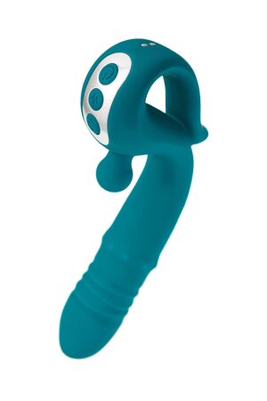 Зеленый вибратор с функцией Up&Down и стимулирующим кольцом Mija - 19 см.